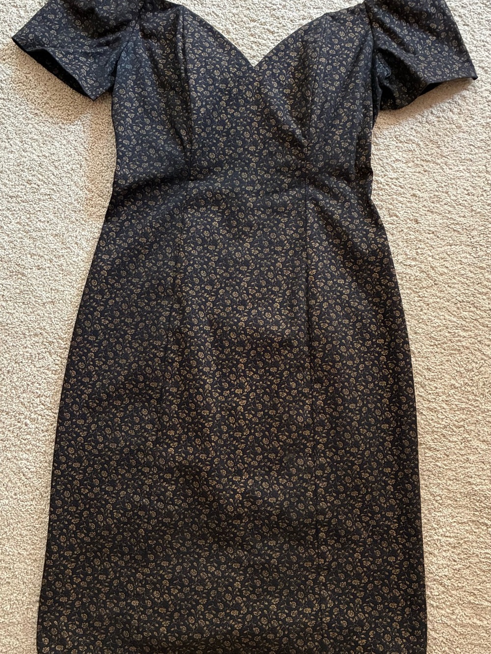 Elegant black with gold print cocktail / party dress